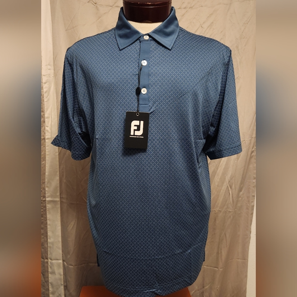 Men's Blue Ink Diamond Dot FootJoy Polo